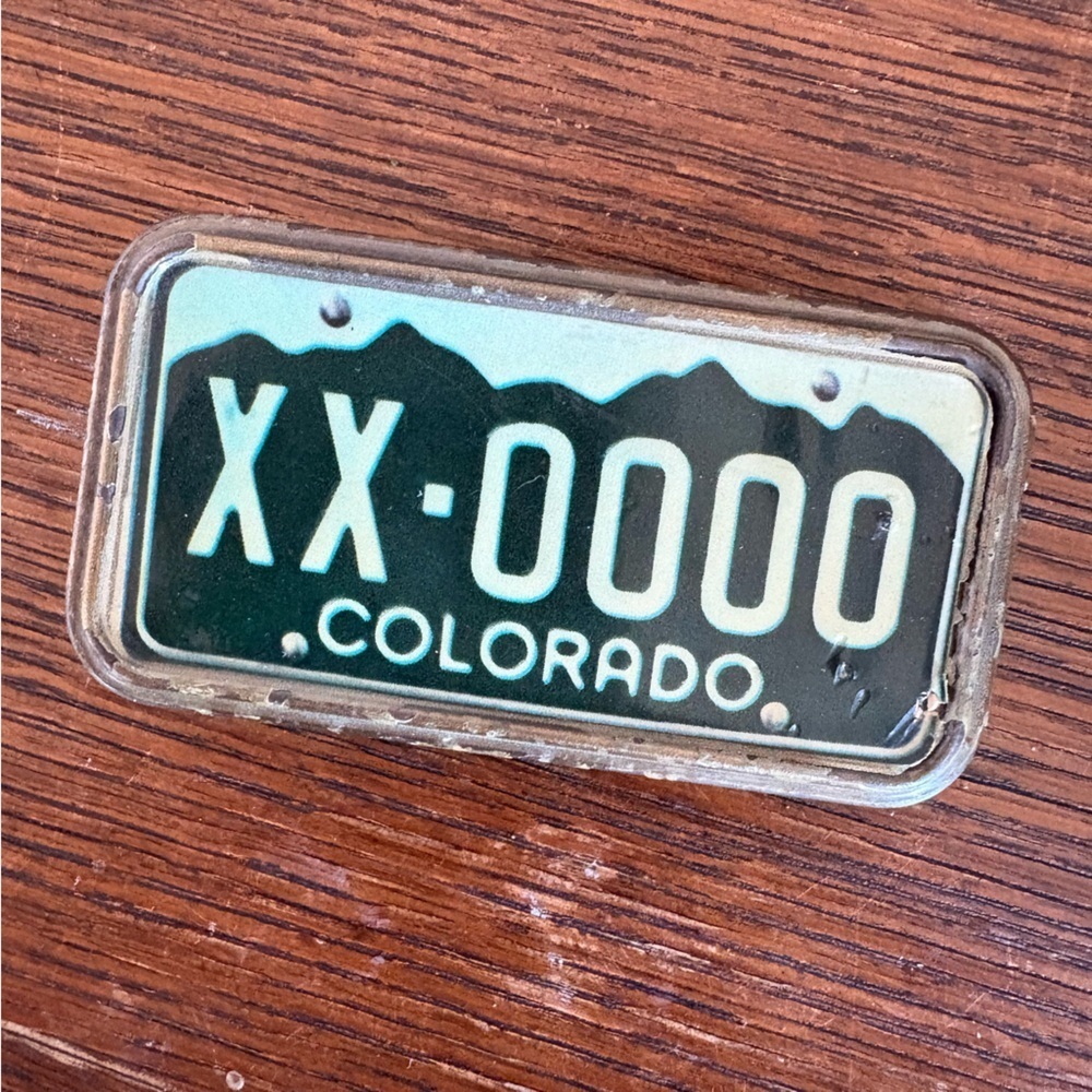 70s Vintage Colorado Plate Belt Buckle | Lee Co. NY | Enamel Western Buckle